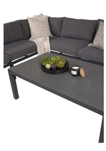 VENTURE DESIGN rektangulr Copacabana Lyx havebord - sprayglas og sort aluminium 