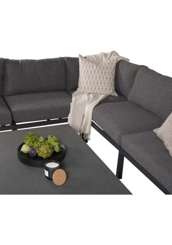 VENTURE DESIGN rektangulr Copacabana Lyx havebord - sprayglas og sort aluminium 