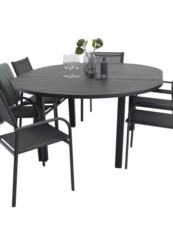 VENTURE DESIGN Santorini hagestol, med armlener - svart tekstilene og aluminium