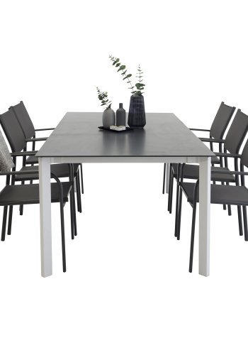 VENTURE DESIGN Santorini hagestol, med armlener - svart tekstilene og aluminium