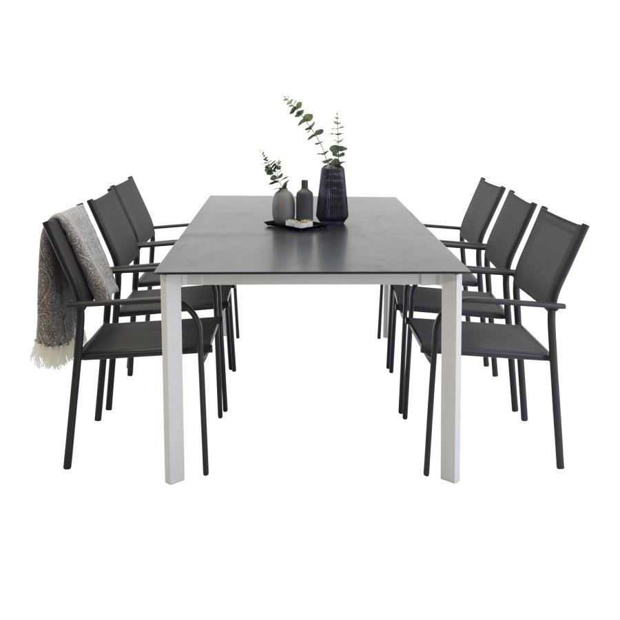 VENTURE DESIGN Santorini hagestol, med armlener - svart tekstilene og aluminium