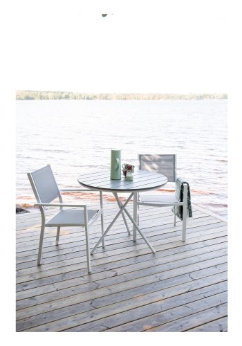 VENTURE DESIGN rundt Parma utendrs kafbord - grtt, hvitt aluminium (90)