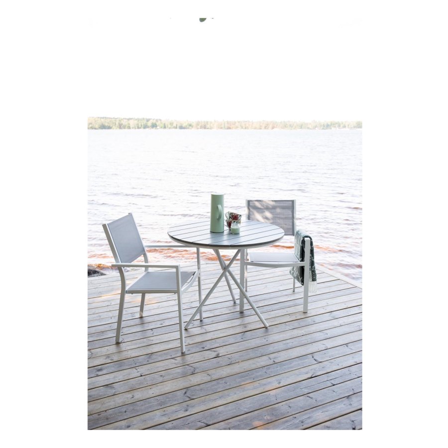 VENTURE DESIGN rundt Parma utendrs kafbord - grtt, hvitt aluminium (90)