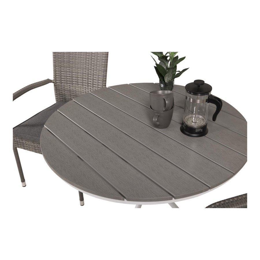 VENTURE DESIGN rundt Parma utendrs kafbord - grtt, hvitt aluminium (90)