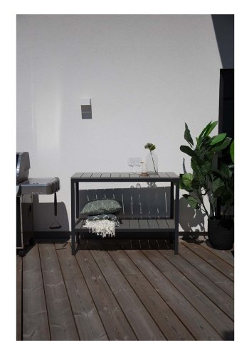 VENTURE DESIGN rektangulr Parma utendrs bokhylle - gr, svart aluminium (125x55)