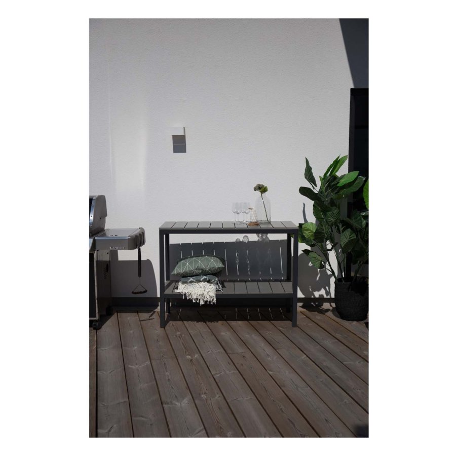 VENTURE DESIGN rektangulr Parma utendrs bokhylle - gr, svart aluminium (125x55)