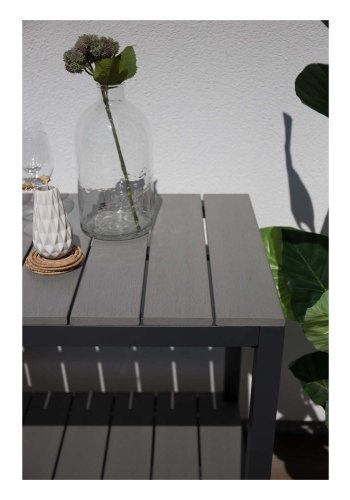 VENTURE DESIGN rektangulr Parma utendrs bokhylle - gr, svart aluminium (125x55)