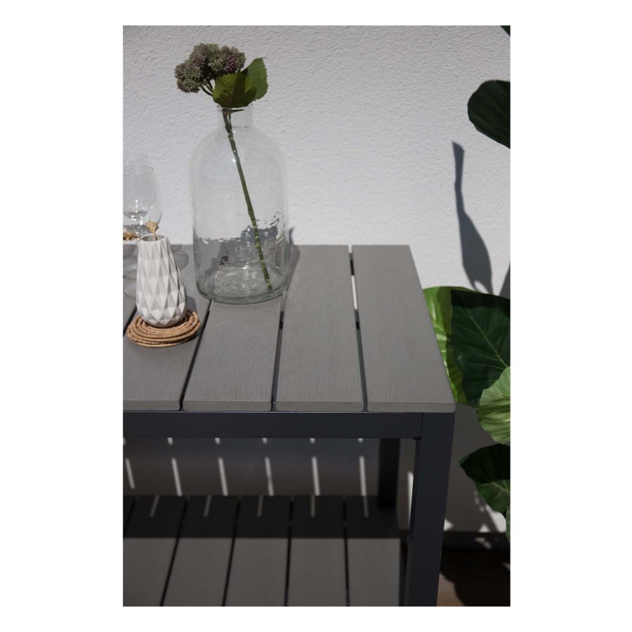 VENTURE DESIGN rektangulr Parma utendrs bokhylle - gr, svart aluminium (125x55)