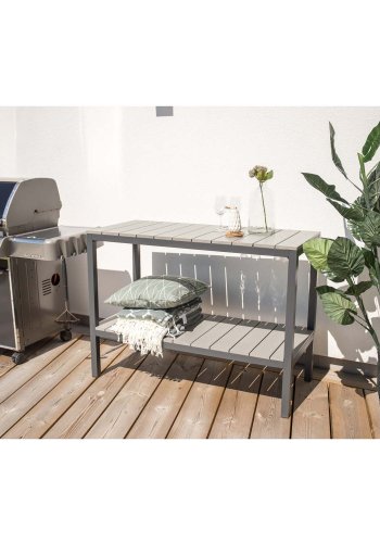 VENTURE DESIGN rektangulr Parma utendrs bokhylle - gr, svart aluminium (125x55)