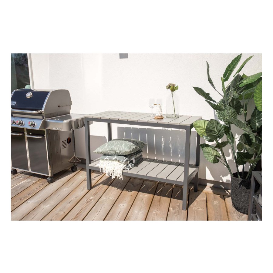 VENTURE DESIGN rektangulr Parma utendrs bokhylle - gr, svart aluminium (125x55)