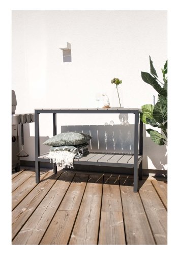 VENTURE DESIGN rektangulr Parma utendrs bokhylle - gr, svart aluminium (125x55)