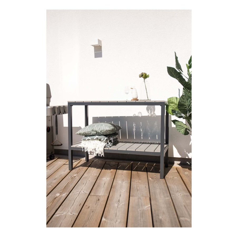 VENTURE DESIGN rektangulr Parma utendrs bokhylle - gr, svart aluminium (125x55)