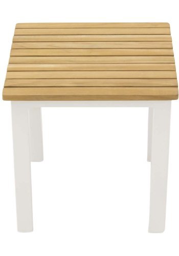 VENTURE DESIGN kvadratisk Mexico utendrs sidebord - naturlig teak og hvit aluminium (40x40)