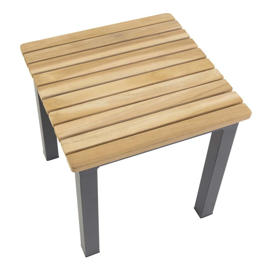 VENTURE DESIGN kvadratisk Mexico utendrs sidebord - naturlig teak og svart aluminium (40x40)