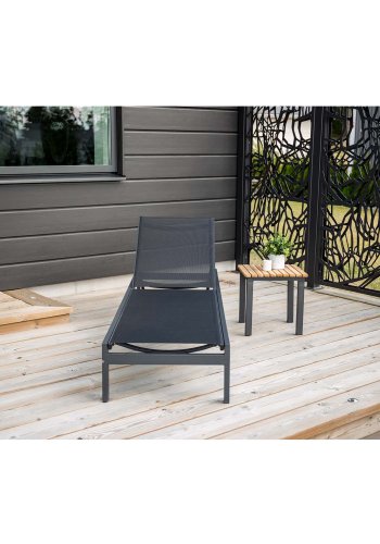 VENTURE DESIGN kvadratisk Mexico utendrs sidebord - naturlig teak og svart aluminium (40x40)