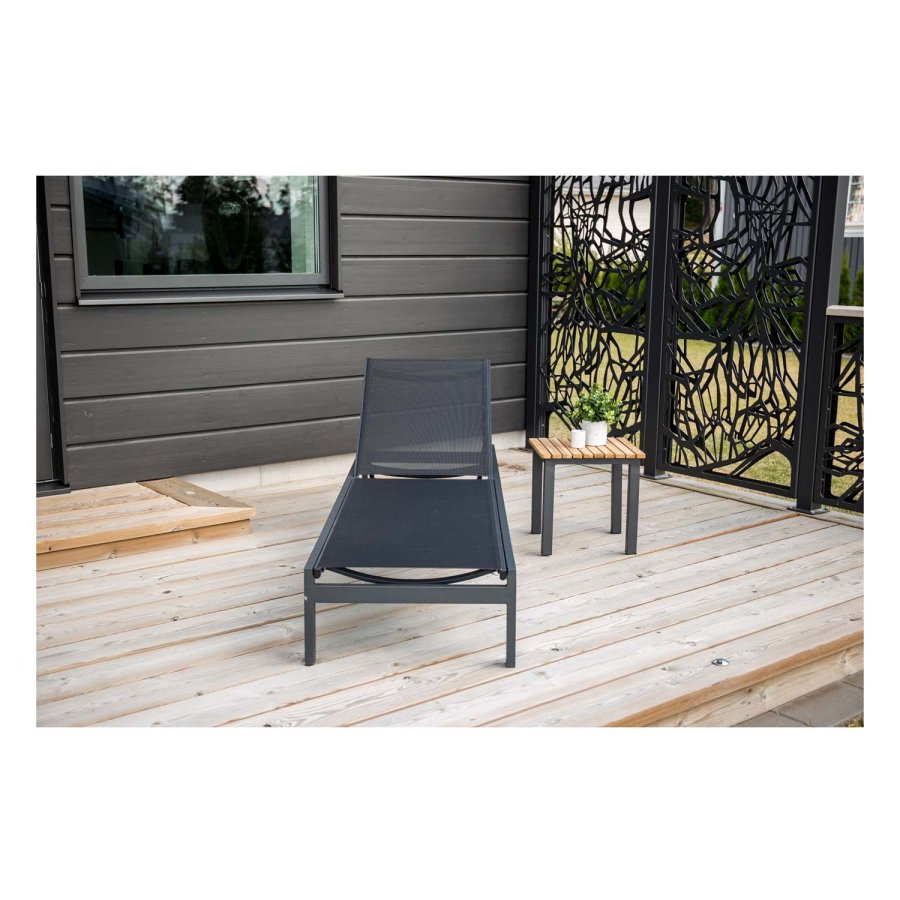 VENTURE DESIGN kvadratisk Mexico utendrs sidebord - naturlig teak og svart aluminium (40x40)