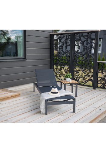 VENTURE DESIGN kvadratisk Mexico utendrs sidebord - naturlig teak og svart aluminium (40x40)