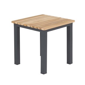 VENTURE DESIGN kvadratisk Mexico udendrs sidebord - natur teaktr og sort aluminium (40x40)