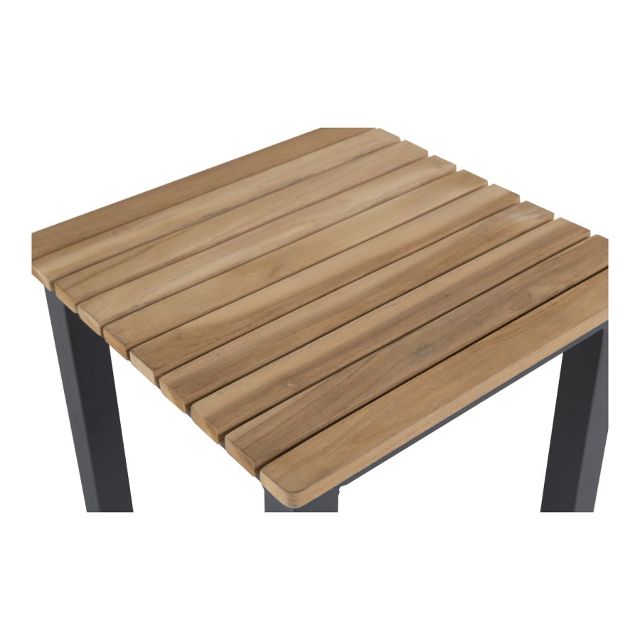 VENTURE DESIGN kvadratisk Mexico utendrs sidebord - naturlig teak og svart aluminium (40x40)
