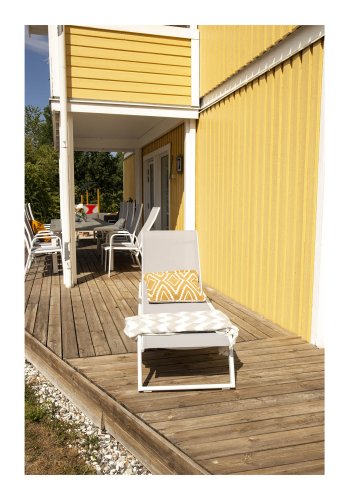 VENTURE DESIGN Parma udendrs liggestol - gr stof og hvid aluminium