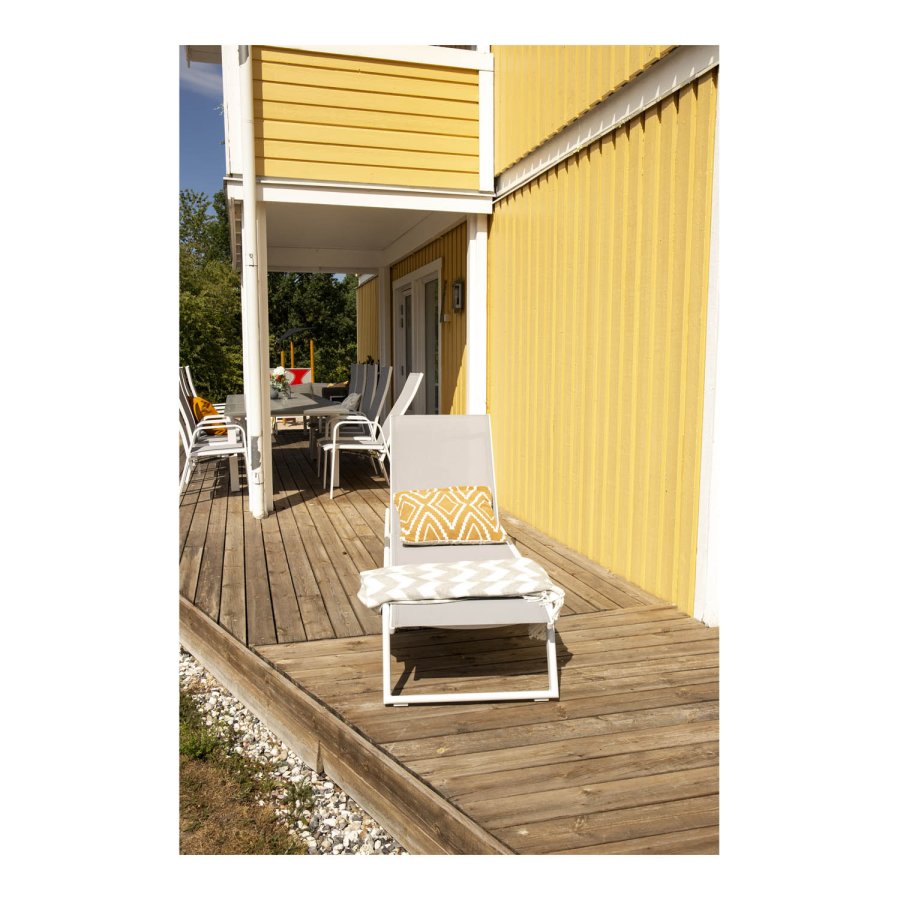 VENTURE DESIGN Parma udendrs liggestol - gr stof og hvid aluminium