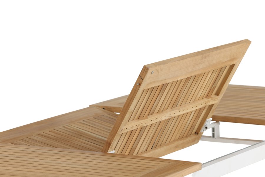 VENTURE DESIGN rektangulrt Panama hagebord - naturlig teak og hvit aluminium (160x90)