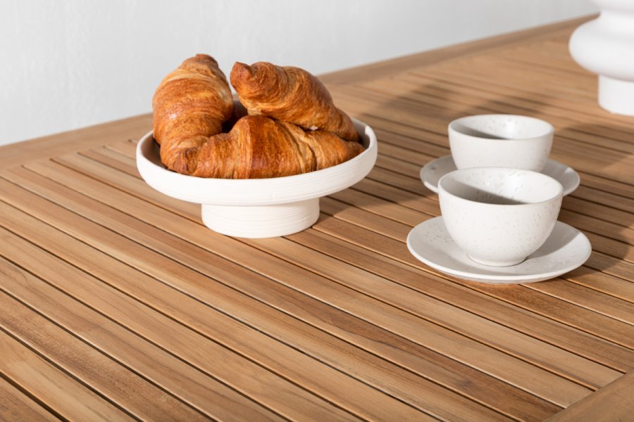 VENTURE DESIGN rektangulrt Panama hagebord - naturlig teak og hvit aluminium (160x90)