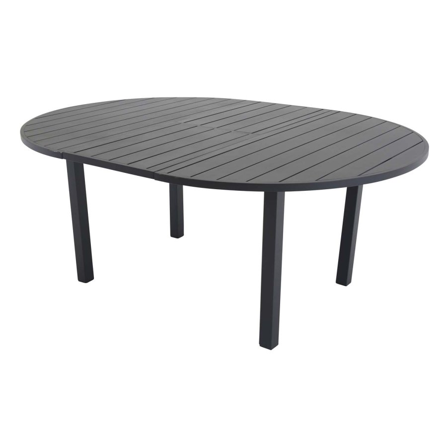 VENTURE DESIGN rundt Marbella hagebord med uttrekk - svart aluminium (140)