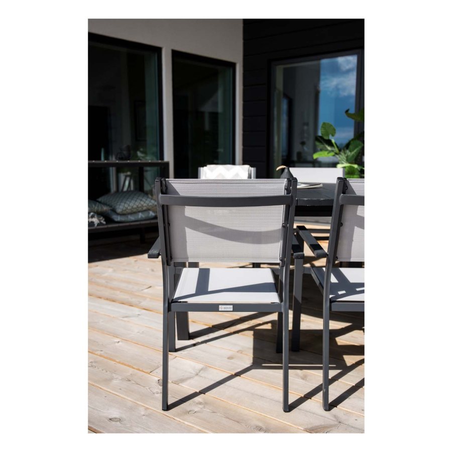 VENTURE DESIGN rundt Marbella hagebord med uttrekk - svart aluminium (140)