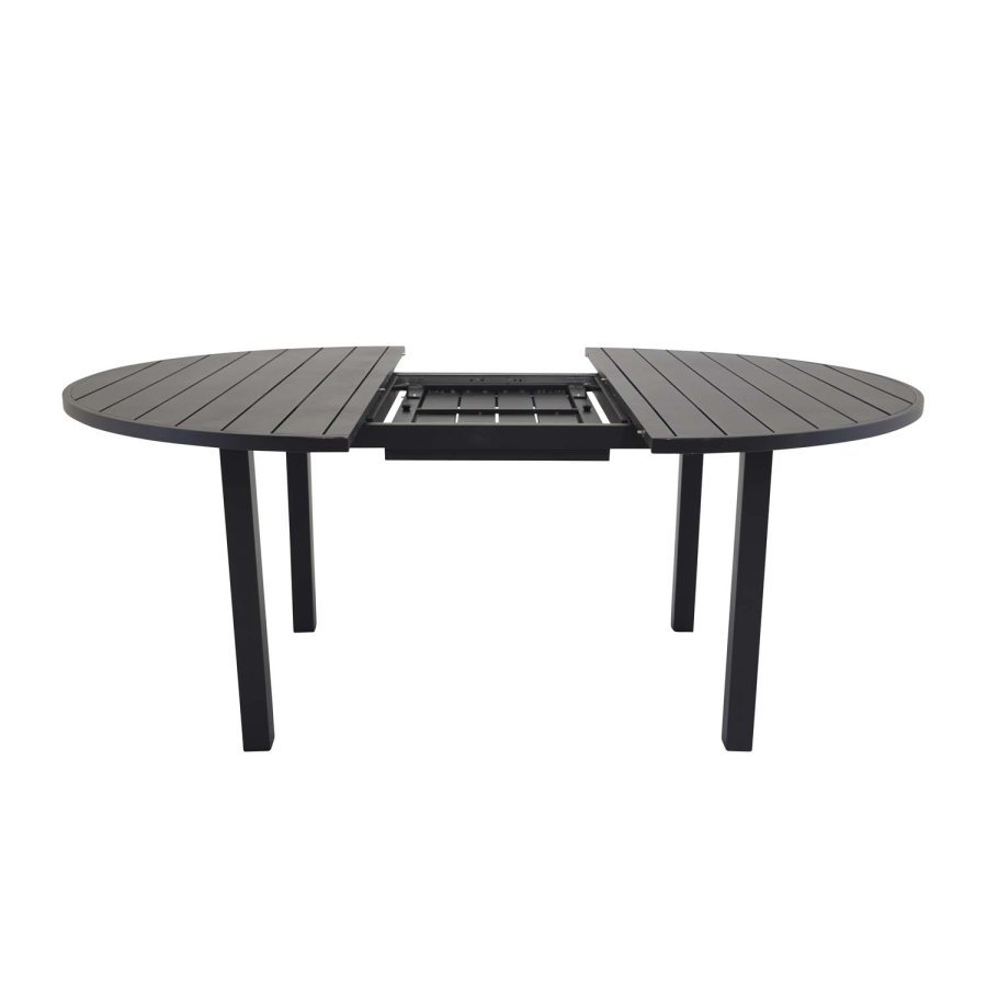 VENTURE DESIGN rundt Marbella hagebord med uttrekk - svart aluminium (140)