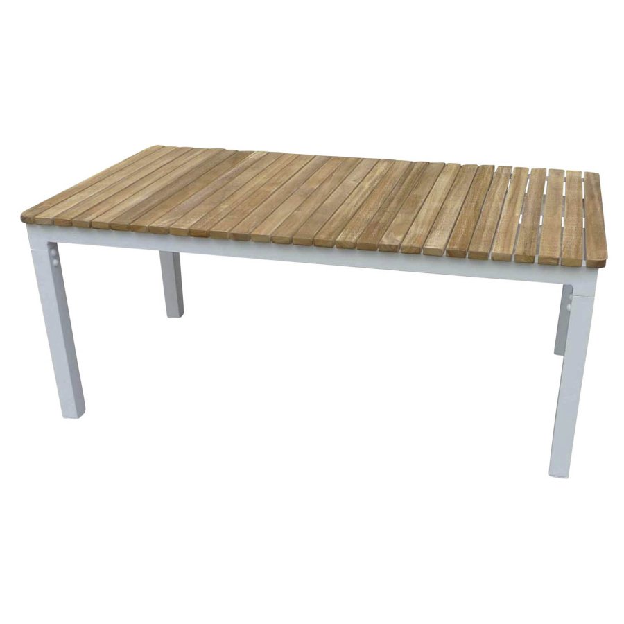 VENTURE DESIGN rektangulrt Brasilia hagebord - naturlig teak og hvit aluminium (110x60)