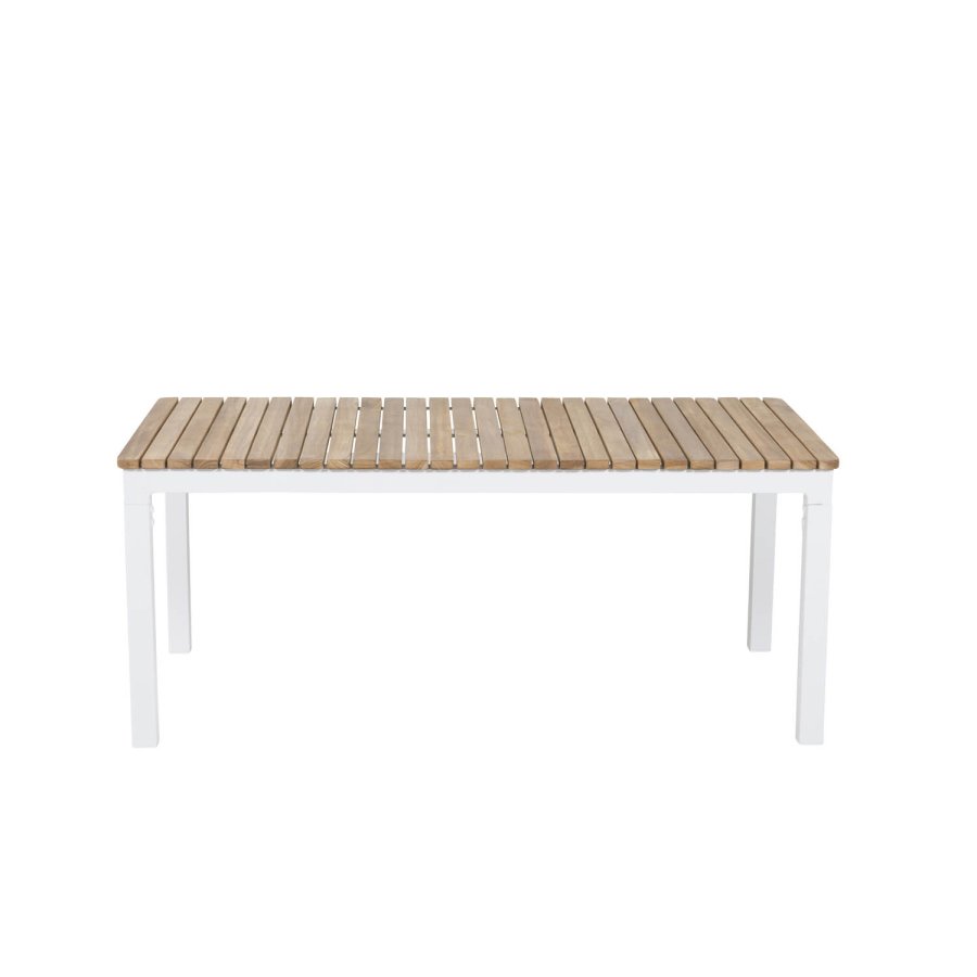 VENTURE DESIGN rektangulrt Brasilia hagebord - naturlig teak og hvit aluminium (110x60)