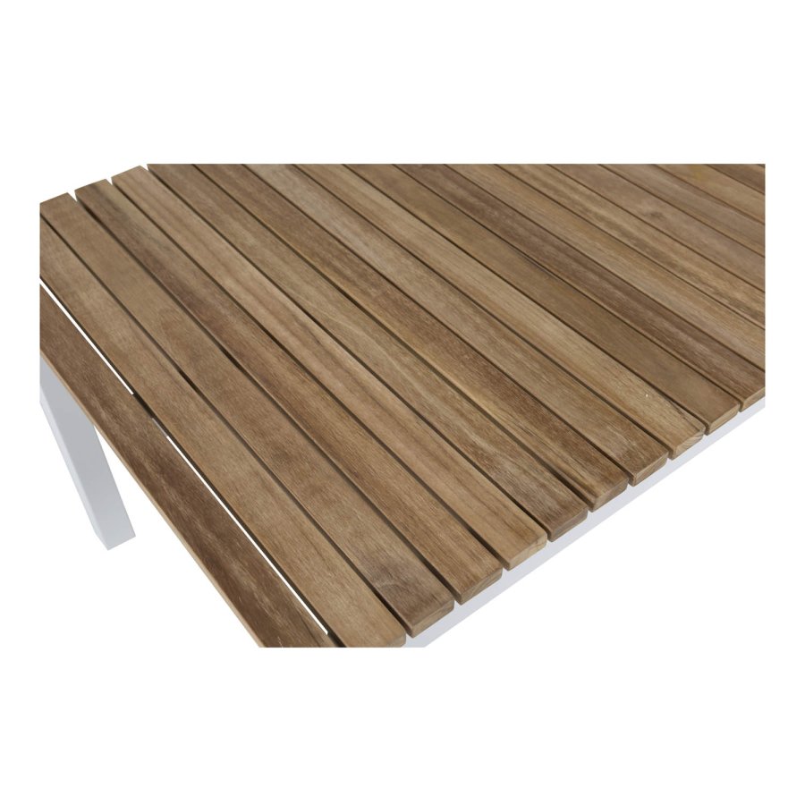 VENTURE DESIGN rektangulrt Brasilia hagebord - naturlig teak og hvit aluminium (110x60)