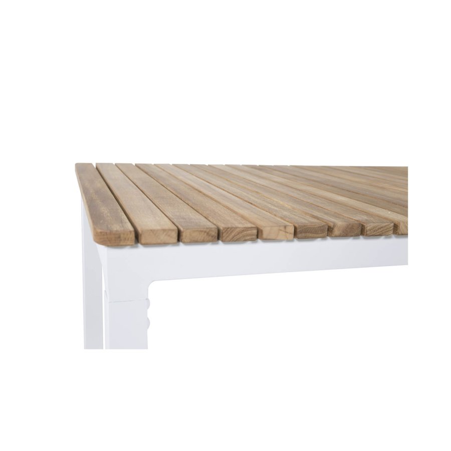VENTURE DESIGN rektangulrt Brasilia hagebord - naturlig teak og hvit aluminium (110x60)