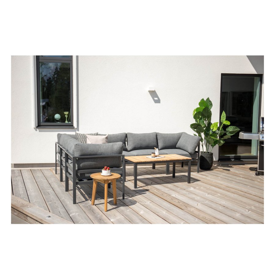 VENTURE DESIGN rektangulrt Brasilia hagebord - naturlig teak og svart aluminium (110x60)