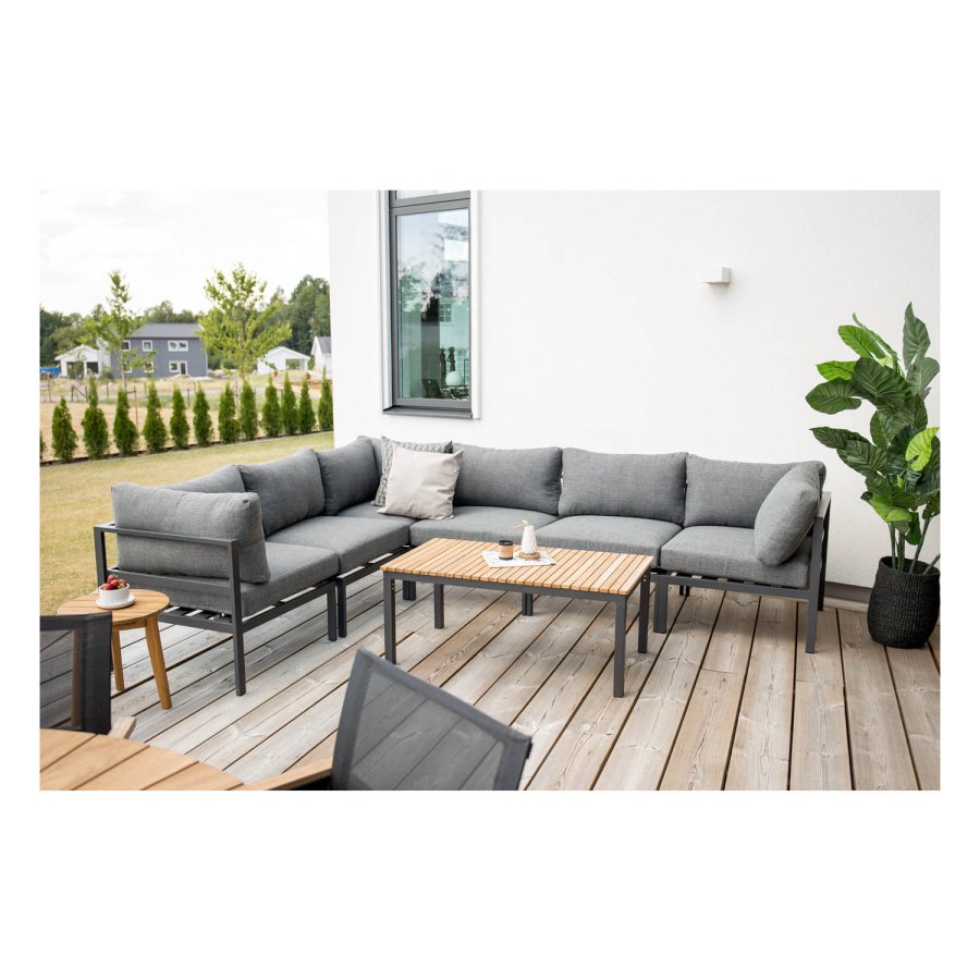 VENTURE DESIGN rektangulrt Brasilia hagebord - naturlig teak og svart aluminium (110x60)