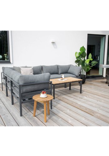 VENTURE DESIGN rektangulrt Brasilia hagebord - naturlig teak og svart aluminium (110x60)