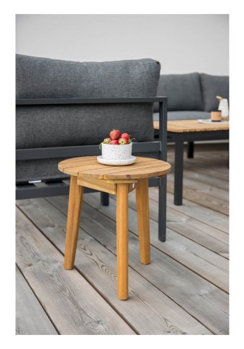 VENTURE DESIGN rektangulrt Brasilia hagebord - naturlig teak og svart aluminium (110x60)