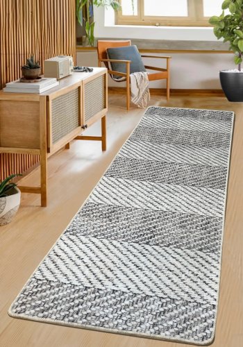 TEPPI Tresse Hall gulvtppe m. striber, rektangulr - multifarvet bomuld og chenille (80x150)