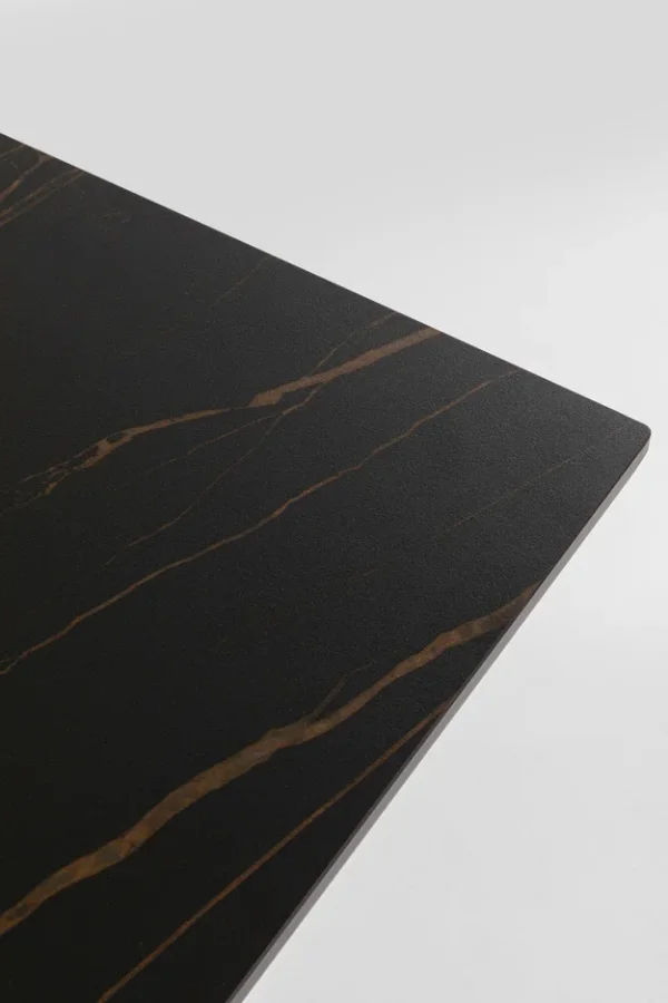 KARE DESIGN Gloria Black Ceramic spisebord, rektangulr - sort mineralmarmor og sort stl (200x100)