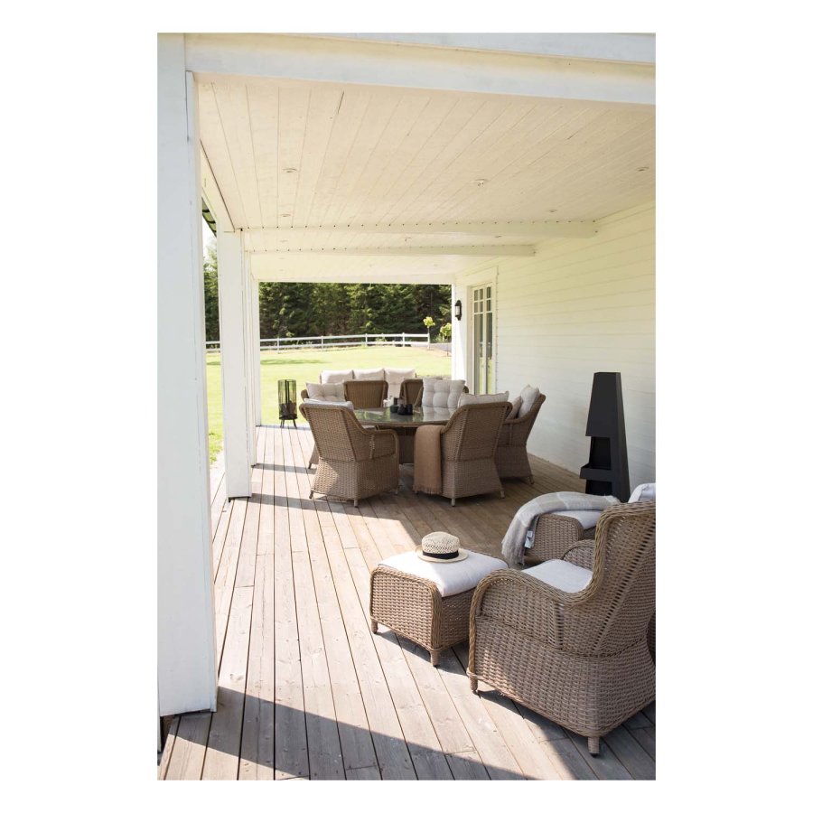 VENTURE DESIGN Vikelund sofahagesett med sandputer - naturrotting og aluminium 