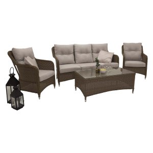 VENTURE DESIGN Vikelund sofa havest m. sand hynder - natur rattan og aluminium 