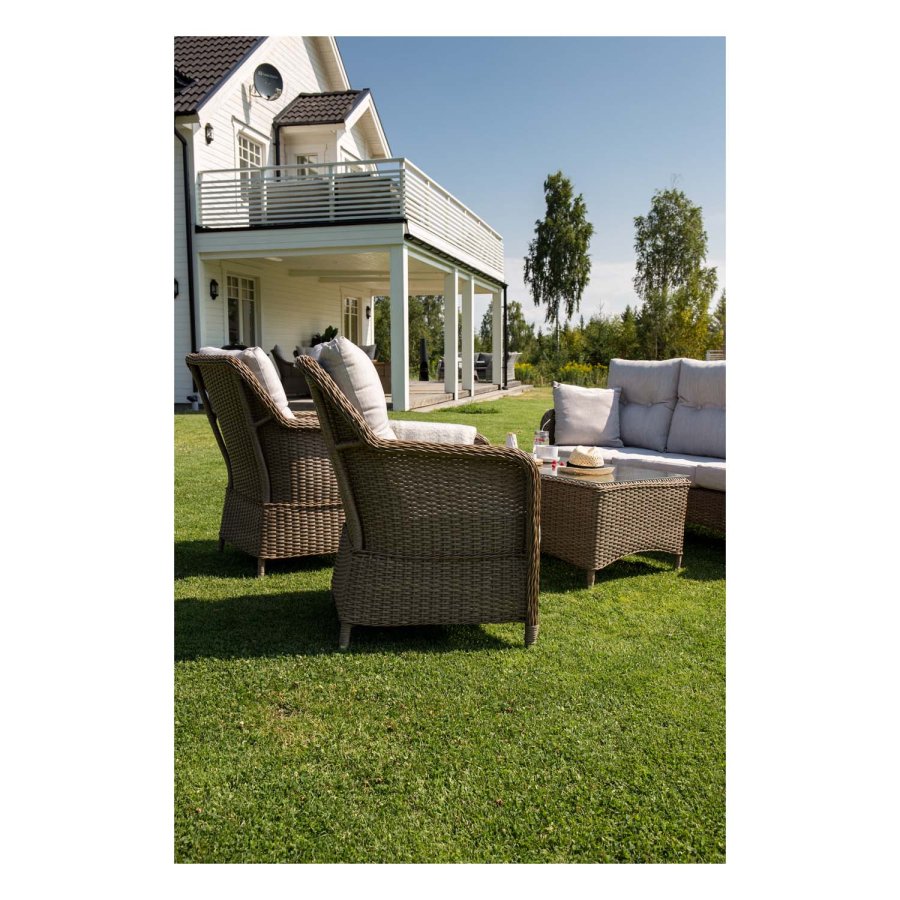 VENTURE DESIGN Vikelund sofahagesett med sandputer - naturrotting og aluminium 