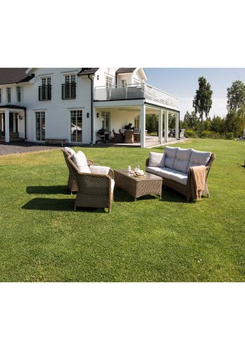 VENTURE DESIGN Vikelund sofahagesett med sandputer - naturrotting og aluminium 