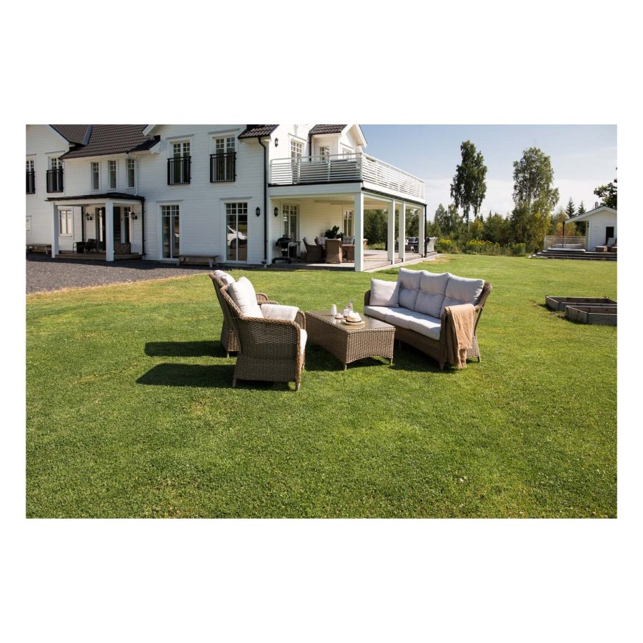 VENTURE DESIGN Vikelund sofahagesett med sandputer - naturrotting og aluminium 