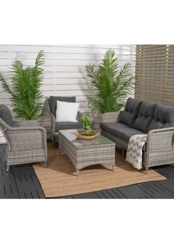 VENTURE DESIGN Vikelund sofahagesett med gr puter - gr rotting og aluminium