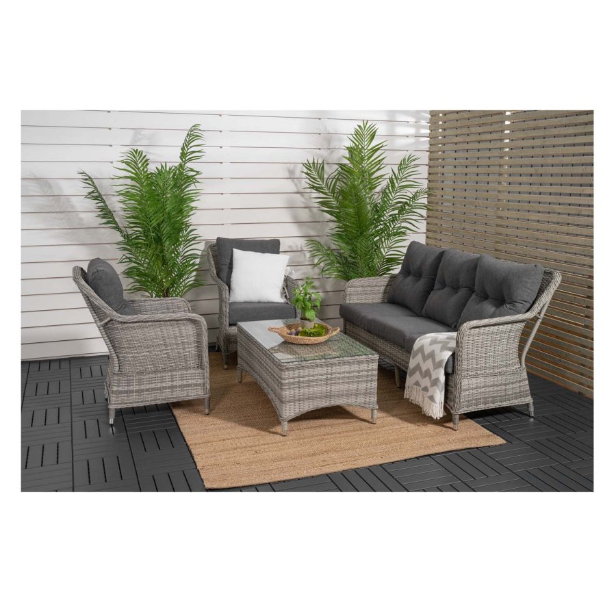 VENTURE DESIGN Vikelund sofahagesett med gr puter - gr rotting og aluminium