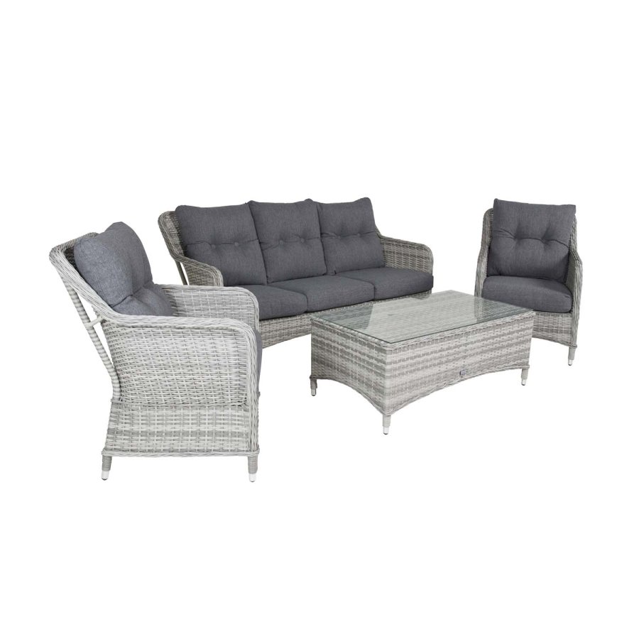 VENTURE DESIGN Vikelund sofahagesett med gr puter - gr rotting og aluminium