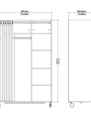TVILUM Kleiderschrankeinsatz mit sandfarbenem Vorhang - weiß, mit Rollen 