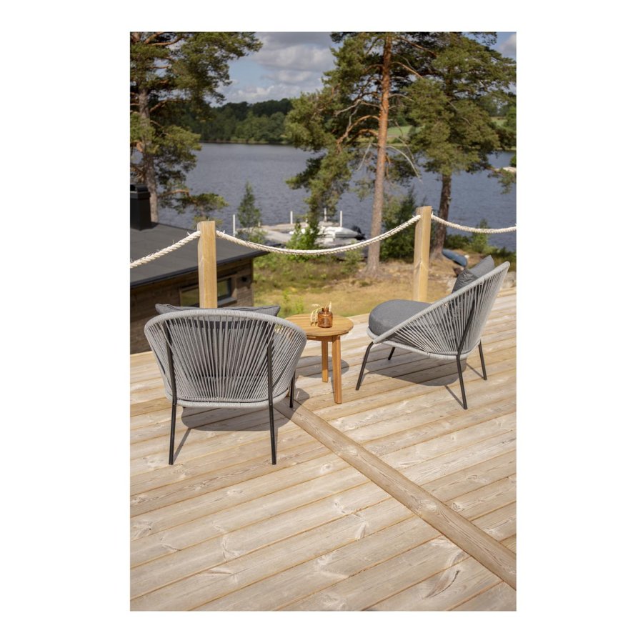 VENTURE DESIGN Lindos udendrs loungestol med hynde - gr med sort stel